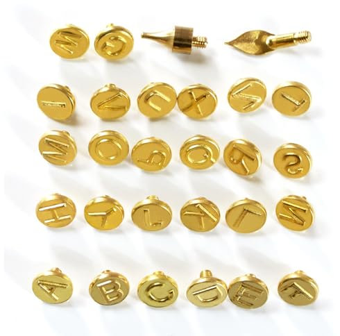 Wood Burning Letters, DIY Wood Burning Pen Engraving Soldering Tips, 26 Letters, Small Iron for Removing Wrinkles on Rhinestone Leather, 28 - Piece Set