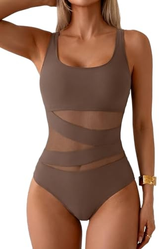 B2prity Damen Classic Women's One Piece Swimsuit Badeanzug (1er Pack)
