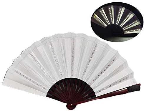 Dcaknri LED Faltbarer Handventilator Chinesischer Handventilator mit LED-Licht Musik Festival Ornament Party Geschenke Halloween-Dekorationen