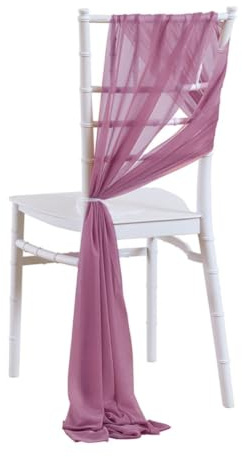 20*275cm Tüllstoff Stuhldekoration Tüll Stuhlschleifen Hochzeit Stuhl Hochzeitsstuhl Dekoration Tüll Stuhlschärpen Schleifen Chiffon Dekostoffe für Hochzeit Party Weihnachten Soja-Rosa 5 Stück