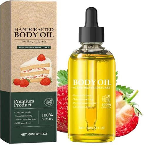 Vanilla Rose Body Oil, Handcrafted Premium Grade Oil for Skin and Hair, Body Oils for Women, Nourishing Hair Care and Body Oil, Nourishing Skin, Nails, and Hair (Strawberries, 1)