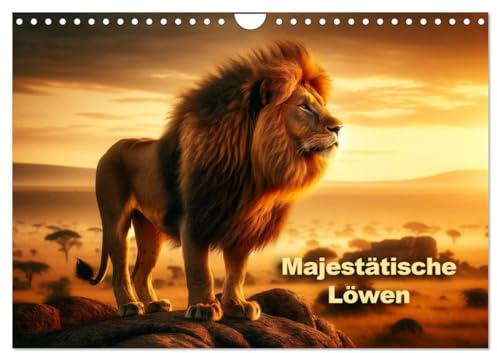 Majestätische Löwen - Die Herrscher der Wildnis (Wandkalender 2026 DIN A4 quer), CALVENDO Monatskalender: Jeden Monat epische Darstellungen von Löwen (CALVENDO Tiere)