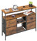 hitsuki Commode TV et banc TV en bois - Buffet TV bas - Meuble TV pour salon avec éclairage LED et 4 tiroirs - Design bois/métal/vintage/industriel - 110 x 30 x 78 cm
