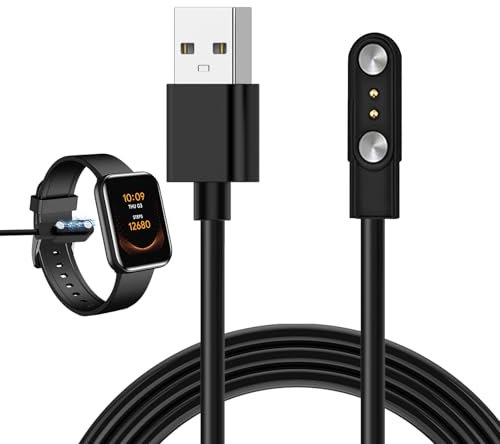 EuAcesry Chargeur Montre Connectée, Câble USB 2 Broches de Charge Magnétique pour Smartwatch, Câble de Recharge pour Montre Intelligente Universel, Espacement des Contacts du Chargeur 4 mm