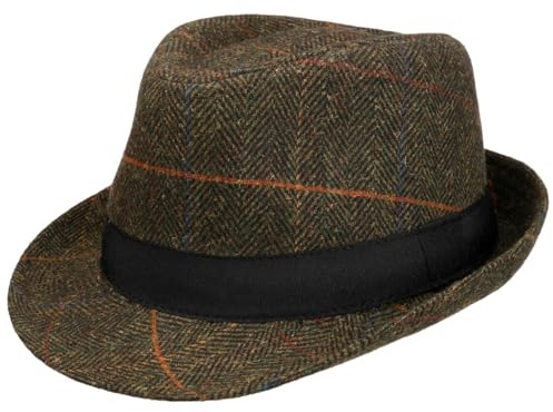Lipodo Brisburgh Trilby Cloth Hat Checked Pattern Plain Ribbon Men Autumn Winter