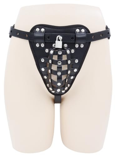 Qiyasex Peniskäfig Chastity Cage Männer – Verstellbarer Keuschheitsgürtel für Herren mit Schloss und Schlüssel aus PU Leder, Penis Käfig für Fesseln & Bondage Sissy Play