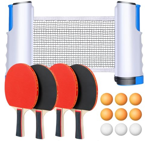 Flintronic bordtennisset, bordtennisracket, 2 bordtennisracket + 3 bordtennisbollar, ping pong set, bordtennisracket set med bärväska för nybörjare och avancerade, familjer och proffs