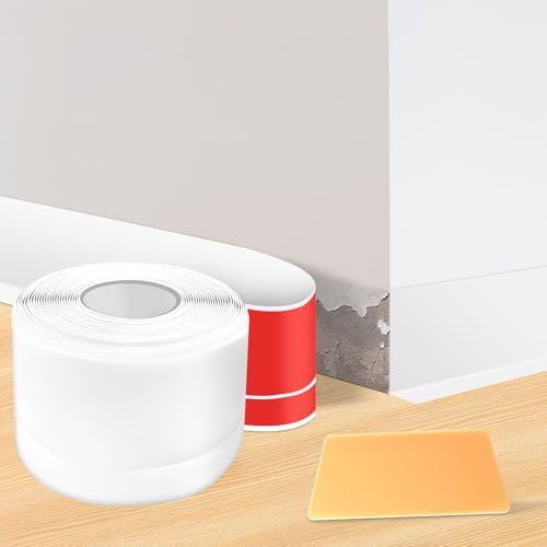 Exsink 6M Plinthe Souple Autoadhésive PVC 50×20mm, Plinthe Adhesive, Adhérence parfaite sur les murs, Rénovation DIY Pour Murs, Portes, Cuisine, Fenêtres