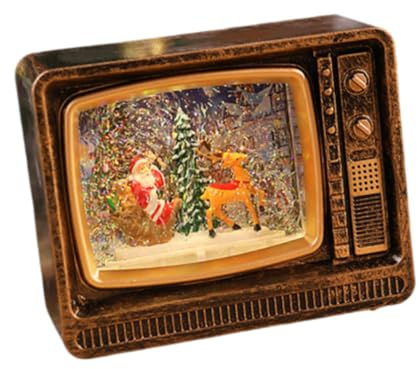 Pegciuho Musik Laterne Weihnachts Schneekugel Musikbox TV Schneemann Weihnachtsdekoration Tischlaterne Weihnachtsmann Figur Geschenk für Wohnzimmer Büro Tischd, Hirschwagen Retro Gold