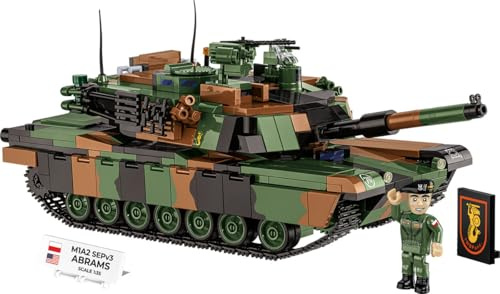 COBI Armed Forces M1A2 Abrams (PL), Maßstab 1:35, 1065 Teile | Bedruckter Bausatz (Pad Printed), bewegliche und zu öffnende Teile, Figur, Sammelplättchen, EU-Herstellung, ab 10 Jahren