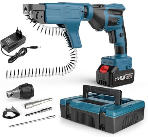 QINGHEDZSW Cordless Drywall Screw Gun, Auto-Feed Screw Gun, Includes Storage Toolbox, Electric Chain Screw Gun for DIY and Professional Use