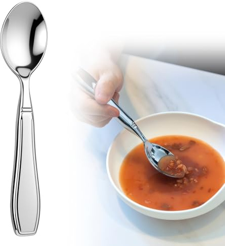 Weighted Utensils for Hand Tremors and Parkinsons Patients Heavy Weight Spoons Stainless Steel Silverware Adaptive Utensils for Elderly Arthritis Weak Hand Grip 7OZ