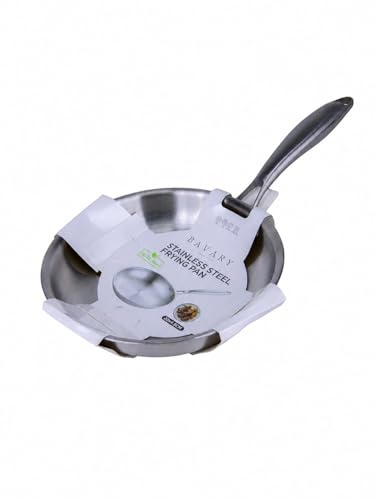 BAVARY Poele Induction 20cm - Poele Inox 18/10 - Poeles Inox Inductions Sans Revêtement - Poêles À Frire Pour Gaz & Tout Feux - Poêle Induction Lave-Vaisselle OK, Poeles Sans PFAS, Stainless Steel Pan