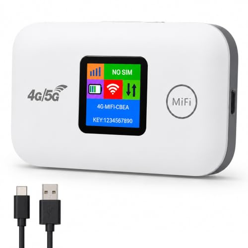 Portable 4G/5G LTE WiFi Router Portable with SIM Card Slot Wifi Travel Router Pocket 4G Internet Hotspot Up To 10 Users 3000mAh Battery for Travel Phone Computer Laptop