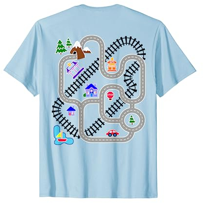 Herren Neuheit Geschenke für Väter Tag, Auto & Zug Spielteppich Teppich Shirt T-Shirt