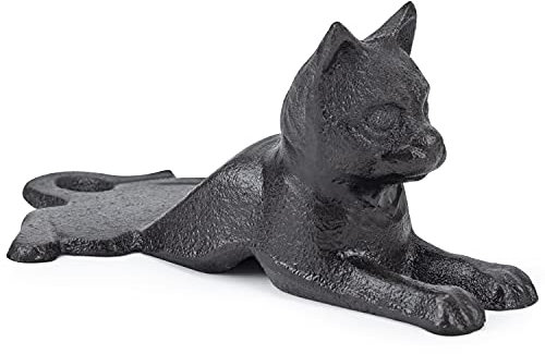 Earl Diamond Heavy Duty Cast Iron Cute Cat Door Stops | Decorative Cute Animal Statue Metal Door Stopper Wedge, with Non-Slip Mat for Home Office Commercial