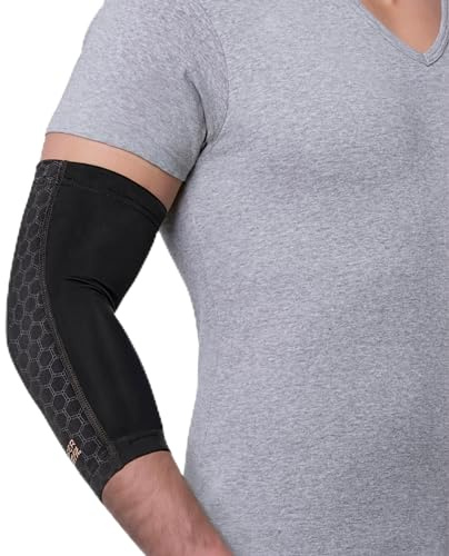 Copper Fit unisex adult Elbow Compression Sleeve Hosiery, Black, Large US