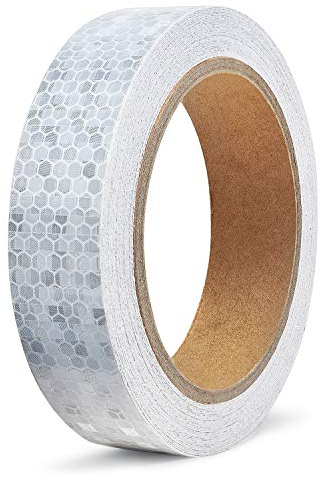 10M Ruban D'avertissement Réfléchissant, ONTWIE Sécurité Réfléchissant Avertissement éclairage Autocollant Ruban Adhésif Rouleau Bande, Couleurs Blanches pour Beautify Vélo Moto Décoration - 2.5cm