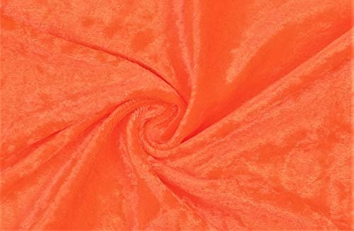 Pannesamt Stoff Meterware für Deko, Basteln und Bekleidung, 0,5 Meter - 147 cm Breit - Samt ähnliche Oberfläche Stoffe (Neon Orange)