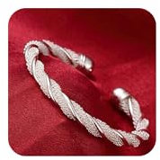 Metmejiao Fashion Women Jewelry Bangle Solid 925 Sterling Silver Bangle Bracelet Gift, One Size, Sterling Silver Silver, no gemstone