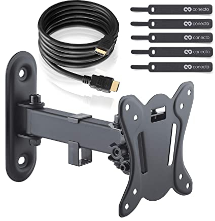 TV Wandhalterung für 13-27 Zoll (ca. 33-69cm) Flach & Curved LCD LED OLED Fernseher & TFT Monitor | Schwenkbar Neigbar Ausziehbar | Wand Halter Fernseher Halterung | VESA 75x75-100x100 | Schwarz