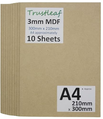 Trustleaf MDF-Platte, 3 mm, raucharm 210mm x 300mm (A4 approx 8 x 12)