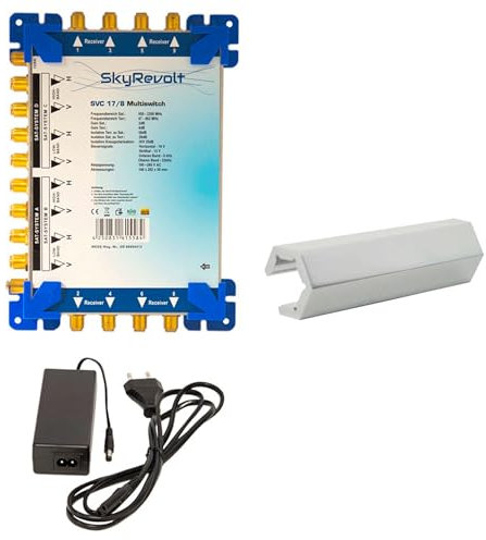 SkyRevolt SVC 17/8 Multiswitch externes Netzteil Multischalter 4 SAT für 8 Anschlüsse Satverteiler Aufdrehhilfe für F-Stecker