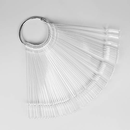Apex® Professional 50pcs Nail Colour Display Ring, Swatch Sticks, Pop Sticks, Nail Art Palette Tip Wheel Display (Clear)