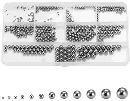 Litorange 510Pieces 11 Size 2-8MM Metric Precision Chrome Steel Assorted Loose Bicycle Bearing Ball Assortment Kit