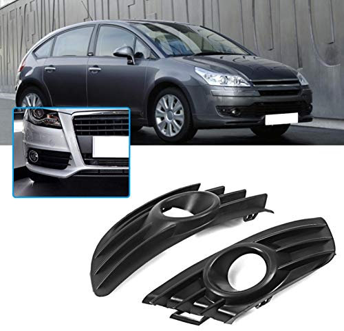 EVGATSAUTO Paire de calandre antibrouillard paire de garniture de calandre antibrouillard pare-chocs avant couleur noire convient pour C4 2004-2008