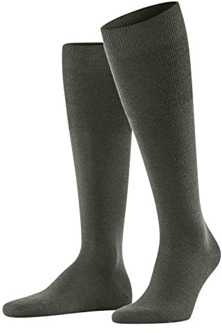 FALKE Men's Airport M Kh Wool Cotton Long Plain 1 Pair Knee-High Socks, Green Melange 7155, 7-8