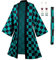 Duwseal Demon Slayer Kamado Tanjirou Cosplay Kimono Lange Robe Tanjiro Kostüm Ohrringe Set (X-Large, Kamado Tanjirou)