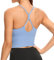 Lemedy Damen-Sport-BHs, lange Träger, gepolstert, für Workout, Yoga, Laufen, bauchfreies Tanktop, hellblau, small