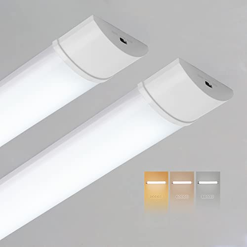 Sundertech 2er LED Feuchtraumleuchte, LED Röhre 90cm 25W 2760LM 3CCT(3000K/4000K/6500K) Warm/Neutral/Kaltweiß, deckenleuchte für Keller Werkstatt Garage Küche Bad Büro Schuppen Lager