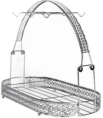 Baoblaze Becherhalter mit Korb Kaffee Eisen Kaffeehalter Geschirr Organizer Trockengestelle für Thekenschrank Tisch, Silber