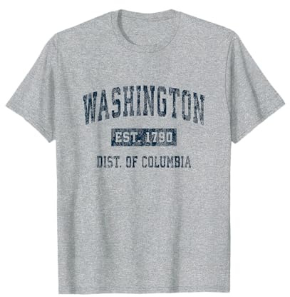 Washington DC Vintage Sports Design Navy Print T-Shirt