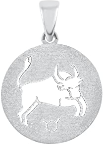 Amor Motivanhänger 925 Sterling Silber Unisex Damen Herren Anhänger, Silber, Stier, Kommt in Schmuck Geschenk Box, 2028048