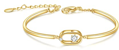 E 14K Vergoldet Funkelnde Armreifen Armbänder für Frauen Teen Mädchen, Gold Ton Finish Womens verstellbare geometrische Kette Armreif, Schmuck Geschenk für Frauen Mädchen