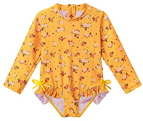 XFGIRLS Maillot de Bain Slip Une pièce à Manches Longues Anti-UV pour Fille de 0 Mois à 6 Ans