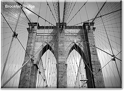 Brooklyn Bridge Ropes BW - New York City Foto Souvenir Kühlschrank Magnet - NYC Kühlschrank Cool Magnet - New York Wahrzeichen Andenken Sammlerstück Geschenk Magnete