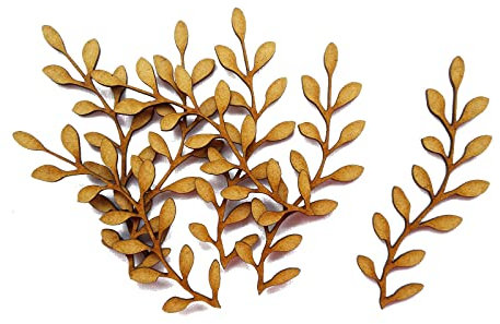 10pcs Wooden Branch Leaf Tree Craft Shape MDF Blank Embellishment Laser Cutout Decoration (2,5cm), Natural