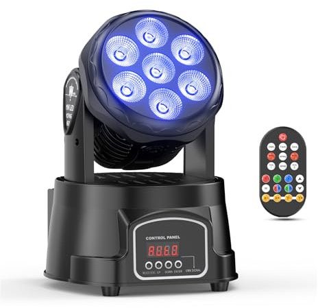 105W Moving Head Wash 7X15 LED Stage Disco Light, RGBW LED DJ Light with Auto/Remote/DMX512 Control Modes for DJ Disco Bar Party Ballroom Halloween Christmas