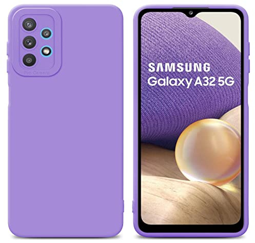 Cadorabo Hülle kompatibel mit Samsung Galaxy A32 5G Schutzhülle TPU Silikon Case Liquid Design mit Kameraschutz Slim Kratzfest Weiche Gummi mit Rundumschutz Case Hülle für Galaxy A32 5G in Lila