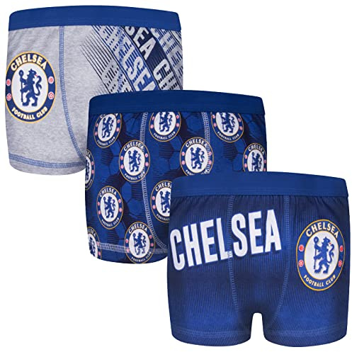 Chelsea Boys Boxer Shorts 3 Pack Crest Kids OFFICIAL Football Gift