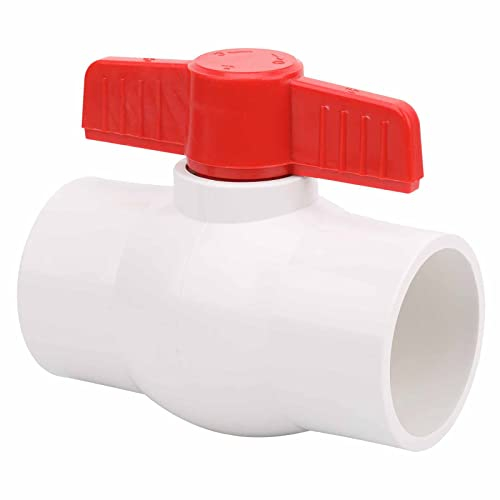 Valvola a sfera in PVC da 2 pollici per tubo dell'acqua con impugnatura a T rossa per linee di alimentazione dell'acqua fredda, sistema di raccordo per tubi di irrigazione (presa x presa), programma