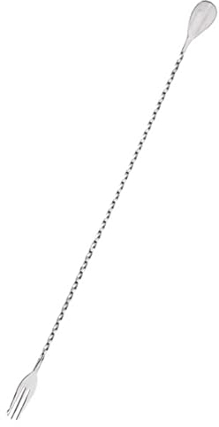 50Cm Stainless Steel Double-Ended Fork Spoon, Long Handle Bar Tool, Bar Spoon, Juice Drink Metal Stirring Spoon