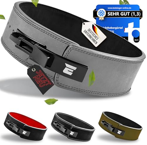 EVERLEVEN Premium Echtleder Gewichthebergürtel, Gewichthebergürtel für Herren und Damen, Weightlifting Belt, Fitness Gym Gürtel Bodybuilding Kraftsport Lifting Belt - Größe M/L