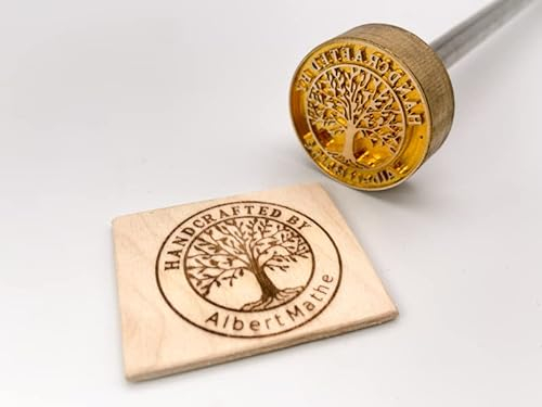 Dein Brandstempel extern beheizter Schriftzug im Motiv Baum für Holz, Leder, Pappe - personalisiertes Brandeisen, individueller Brennstempel in ø 60 mm