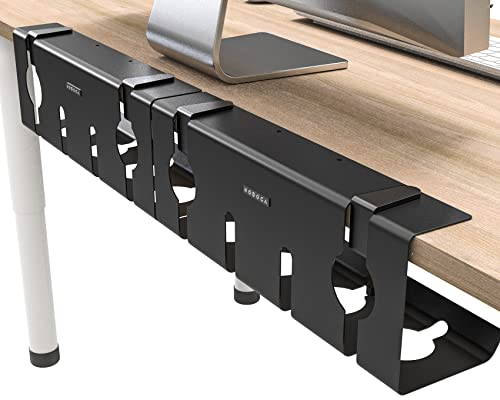 NODOCA Kabelmanagement unter dem Schreibtisch, Ohne Bohren Untertisch Kabelmanagement, Kabelkanal Schreibtisch, Kabelkorb zum Verwalten von Kabeln und Steckdosenleisten - 43×15×12cm, Schwarz(2er Set)