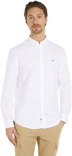 Tommy Jeans TJM Entry REG Oxford Shirt DM0DM19134 Chemises habillées, Blanc (White), S Homme
